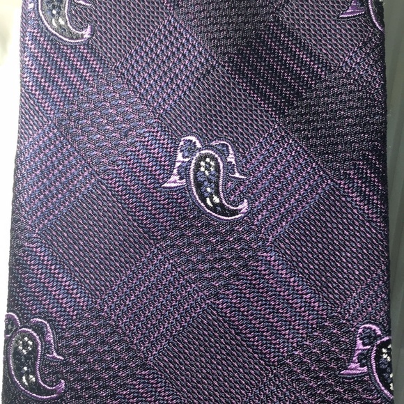 Zanetti- Dark purple weave pattern with small paisley 100% silk Italian made tie - Picture 10 of 11